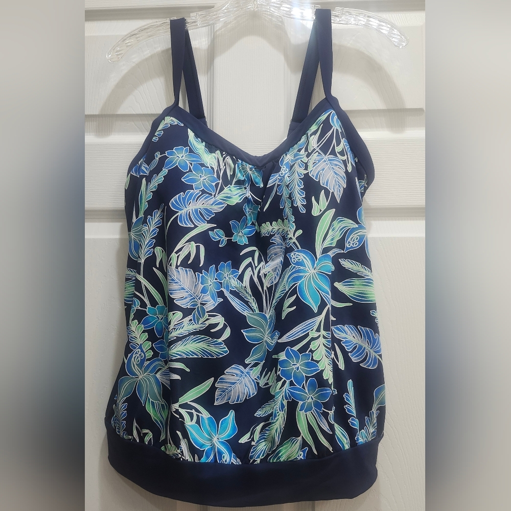 Lands End Tankini Top 10-DD Built-In Bra Banded Bottom